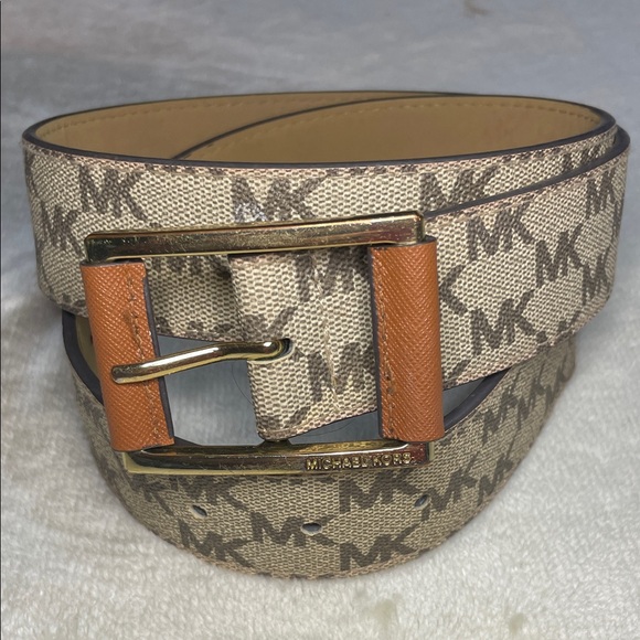 Michael Kors Tan and Brown Monogram Belt - Picture 1 of 10